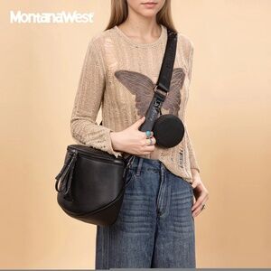 Montana West Spacious Crossbody Bum Bag with Coin Purse - Black